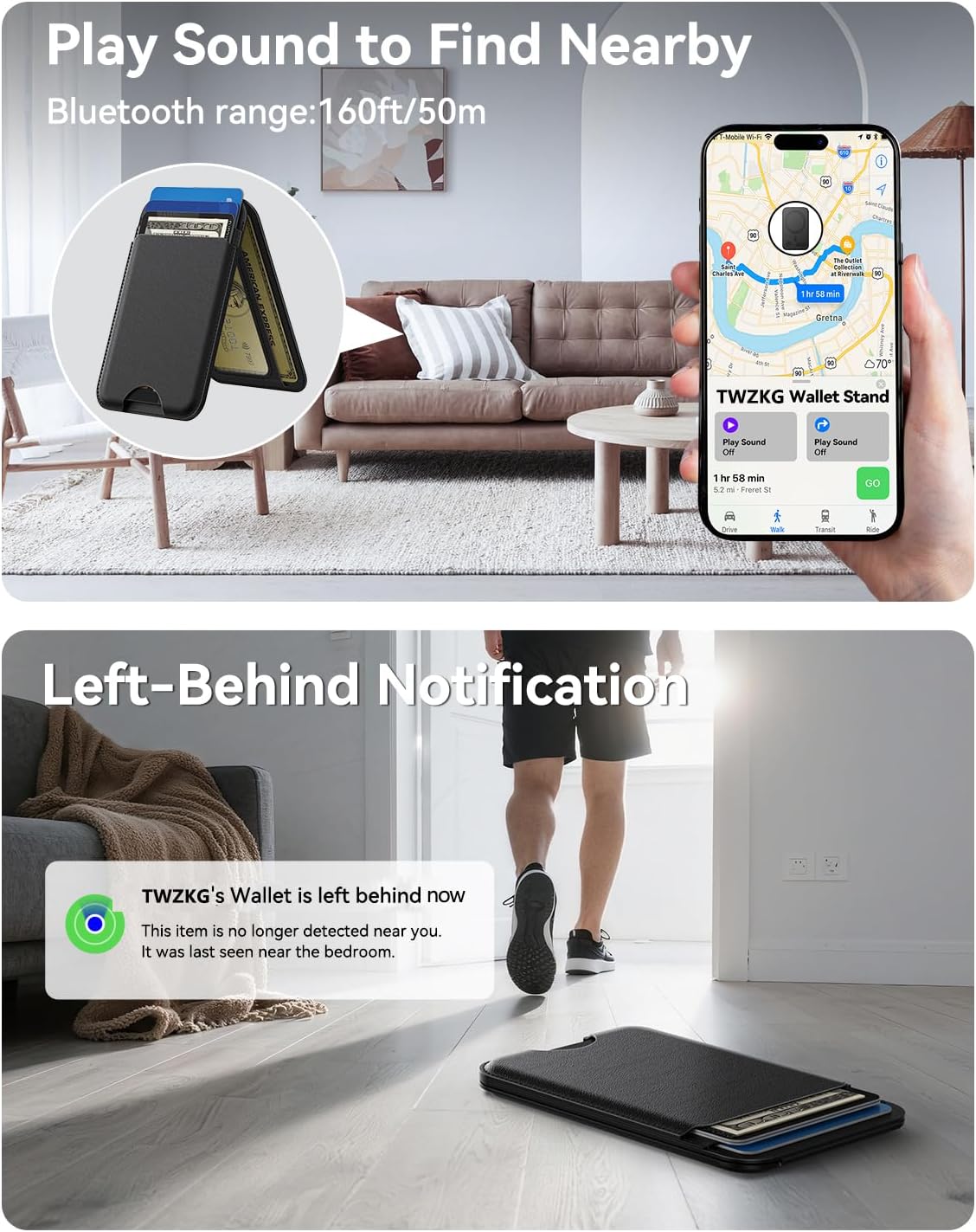 TWZKG for MagSafe Wallet, Works with Apple Find My,5 Card Holder with Stand