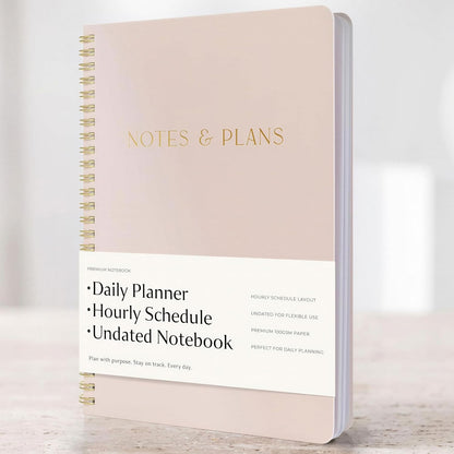 Beautiful Daily Planner And Notebook With Hourly Schedule - Spiral Notebook