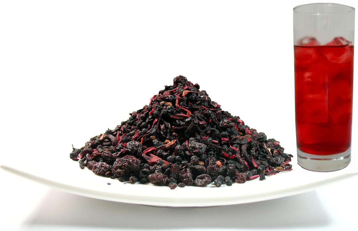 Green Hill Tea Elderberry Herbal Tea - Immune System Boosting Fruit Herbal Tea Blend - Caffeine-Free Relaxing Drink - resealable foil bag 8 OZ