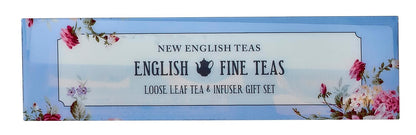 New English Teas Loose Leaf Tea & Infuser Gift Set – 3 Vintage Floral Tins with Breakfast, Earl Grey & Afternoon Blends with Loose Tea Infuser