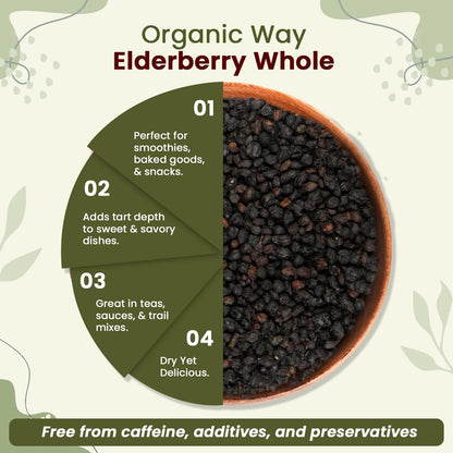 Organic Way Dried Elderberry Whole - Herbal Tea (4 Oz)