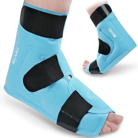 REVIX Large Ankle Ice Pack for Foot Discomfort, Reusable Gel Cold Pack with Cold Compression Therapy, Full Coverage Ankle Ice Wrap for Post-Workout Recovery, Plantar Fasciitis