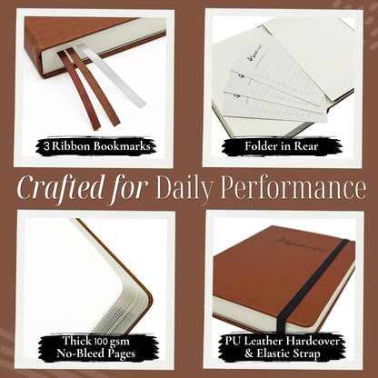 Goal Crazy Undated Planner – 90 Day Guided Journal & Productivity Organizer, A5 Daily & Weekly Planner with Goal Setting, Habit Tracker, To Do List, Academic & Work Calendar, Leather Hardcover - Black