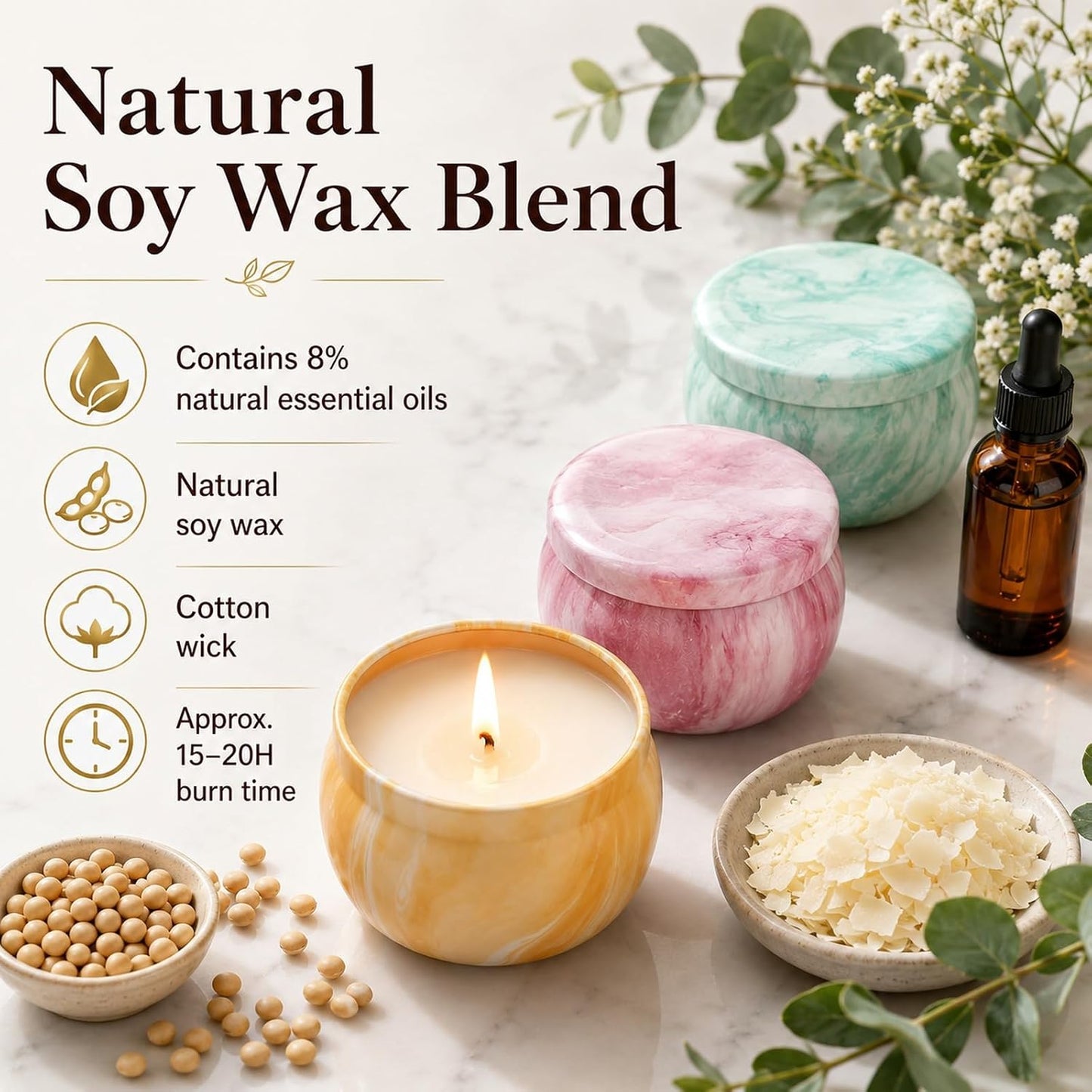 Scented Candles Gift Set for Women, 4 Pack Soy Wax Candles in Classic Bohemian Tins, Aromatherapy Candle Set, Birthday Gifts for Mom, Thank You Gifts