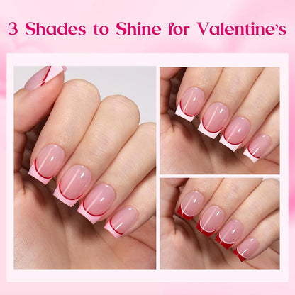 Beetles Press On Nail Kit-Short Square French Tip Press On Nails, 150Pcs Pink French Nail Tips with Nail Glue & Remover Builder Top Coat Nail Lamp, All-in-One DIY Fake Nails Gift for Women