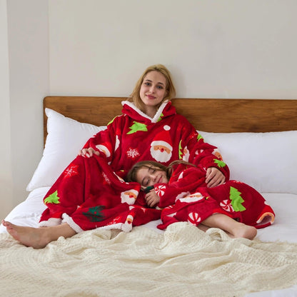 Wearable Blanket Sweatshirt Gifts for Women and Men, Warm and Cozy Giant Blanket Hoodie, Thick Flannel Blankets with Sleeves and Giant Pocket - Light Grey