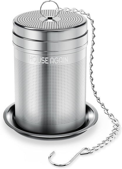 House Again Large Tea Infusers, Extra Fine Mesh Tea Strainers for Loose Tea, Slim Threaded Lid & 304 Stainless Steel, Filter Bags Diffusers, Loose Leaf Tea Steeper for Brew Tea Spices & Seasonings