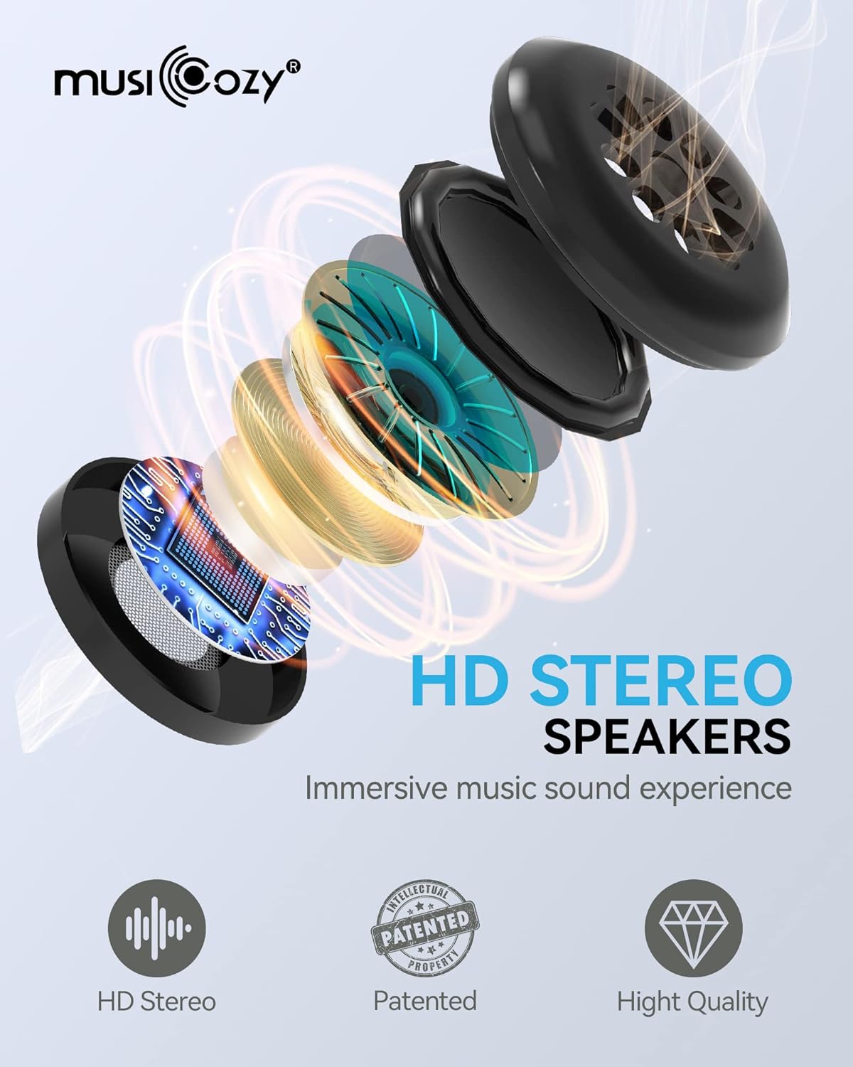 MUSICOZY Sleep Headphones Bluetooth 5.4 Headband Sleeping Eye Mask for Mom Women Men Wireless Music Earbuds Earphones for Side Sleepers Built-in HD Speakers Cool Gadgets Unique Gifts