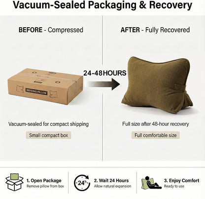 Pat. Pend. Corduroy Lumbar Support Back Pillow for Watching TV, Reading & Gaming, Ergonomic Triangle Support Cushion for Sofa, Armchair & Bed Sitting, Removable Washable Cover, Beige Gray