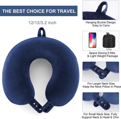 TALLGO Travel Pillow, Best Memory Foam Neck Pillow Head Support Soft Pillow for Sleeping Rest, Airplane Car & Home Use (Black)