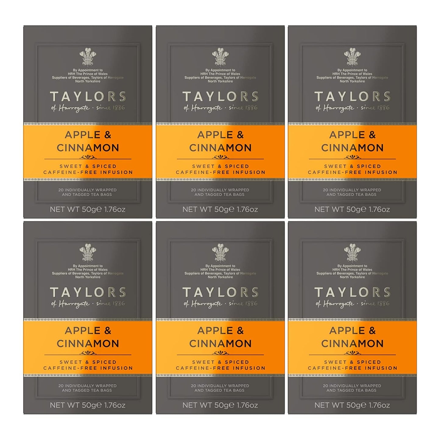 Taylors of Harrogate Lemon & Ginger, Herbal Tea, Individually Wrapped Bags, 100 Count (Pack of 1), Cleansing, Invigorating and Citrussy, Caffeine-Free, Enjoy Hot or Iced, 100 Teabags