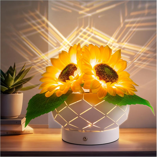 Sunflower LED Lamp,USB Rechargeable Touch Night Light, 3 Color Stepless Dimmable,Small Battery Flower Decor for Bedroom, Restaurant, Bar – Birthday, Mother’s Day,Wedding Gifts for Women,Mom