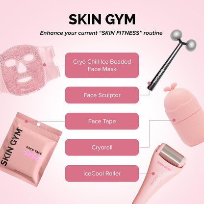 SKIN GYM IceCool Stainless Steel Ice Roller for Face | Cryo Facial Ice Roller for Puffiness & Redness Relief | Cold Face Roller to Tighten Pores & Soothe Skin