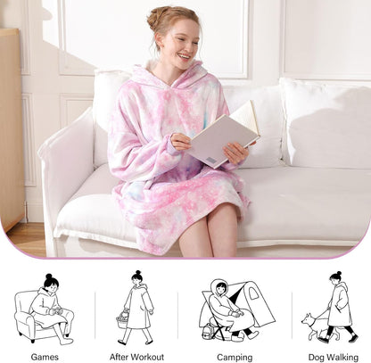 LetsFunny Blanket Hoodie,Oversized Wearable Sherpa Fleece Blanket Sweatshirt,Super Soft Warm Cozy with Giant Pocket,Gifts for Women Men Adults Teenagers, One Size Fits All
