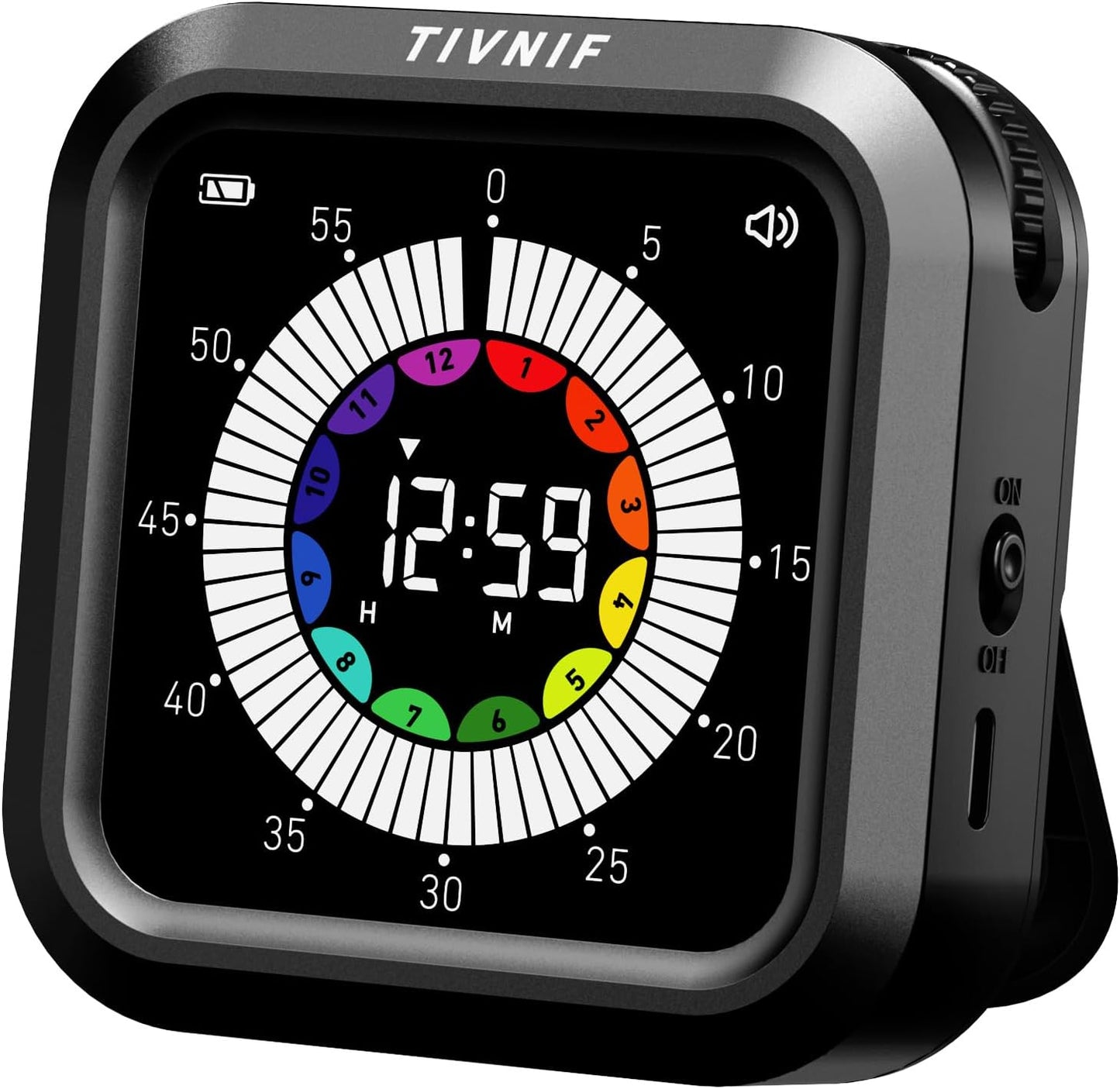 Visual Timer for Kids with Color Display Kitchen Timer 1500mAh Battery | Memory Function Scroll Wheel Control, Magnetic Back with Stand, Up to 12h59m Countdown, Kitchen, Study & Classroom