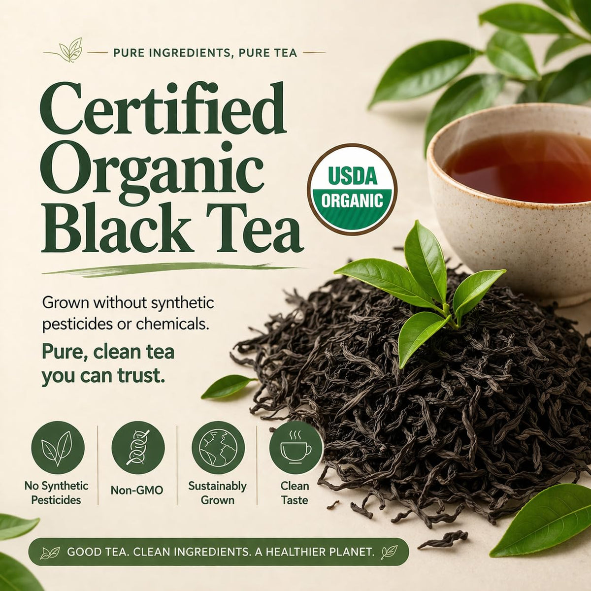 Organic English Breakfast Black Tea – High Mountain Yunnan Whole Leaf Tea – Bold, Smooth & Full-Bodied Morning Tea – 1 lb (454g) Bulk Loose Leaf – USDA Organic – Tealise