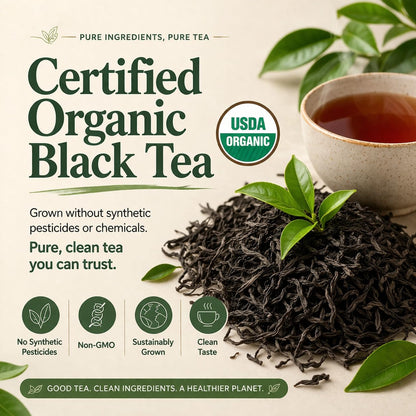 Organic English Breakfast Black Tea – High Mountain Yunnan Whole Leaf Tea – Bold, Smooth & Full-Bodied Morning Tea – 1 lb (454g) Bulk Loose Leaf – USDA Organic – Tealise