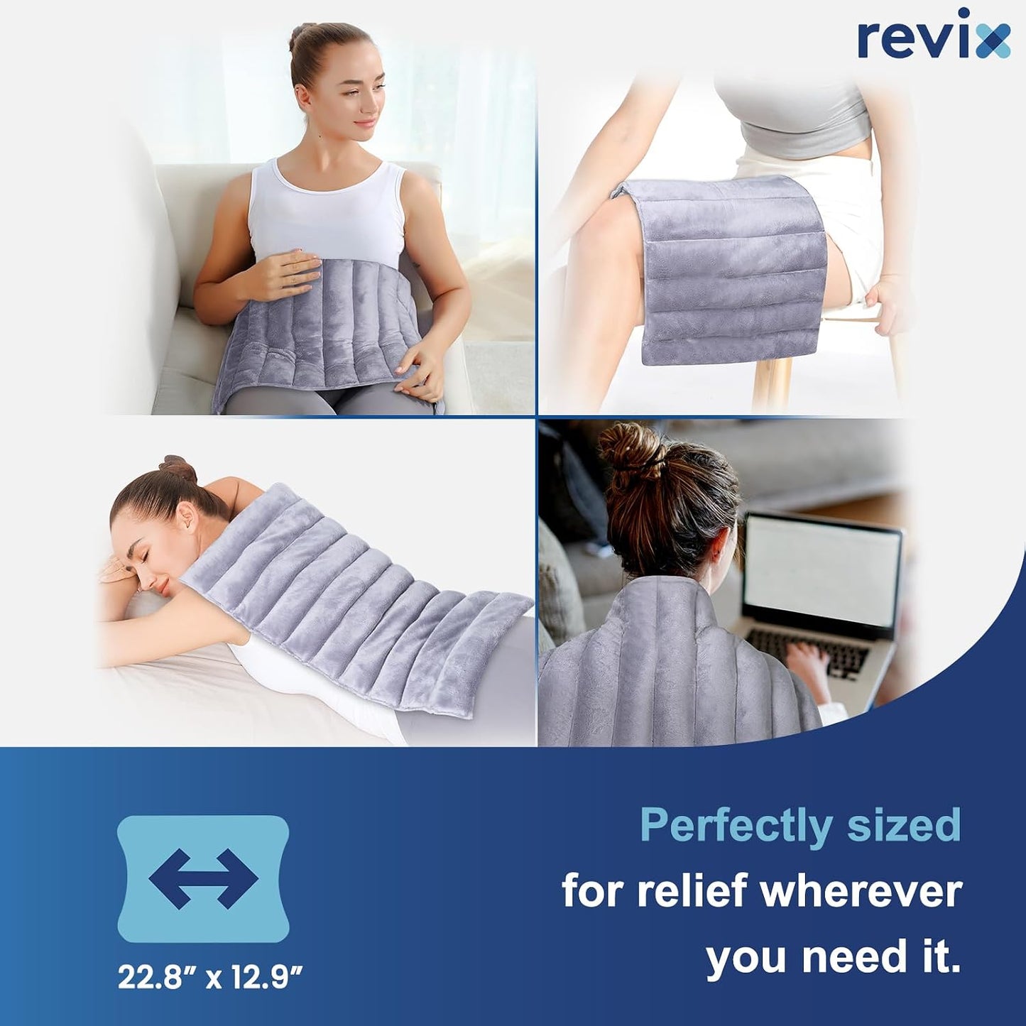 REVIX Extra Large Heating Pad Microwavable for Back with Moist Heat, Microwave Heated Wrap for Full Back, Neck Shoulder and Muscles, Rose Velvet XXL Rice Bean Bag