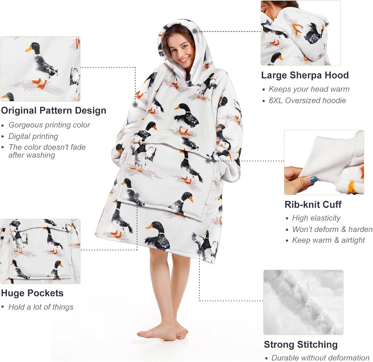 Narecte Cozy Oversized Blanket Hoodie Wearable Blanket Adults Soft Hooded Blanket Hoodie Birthday Gifts for Women Christmas - Colors A