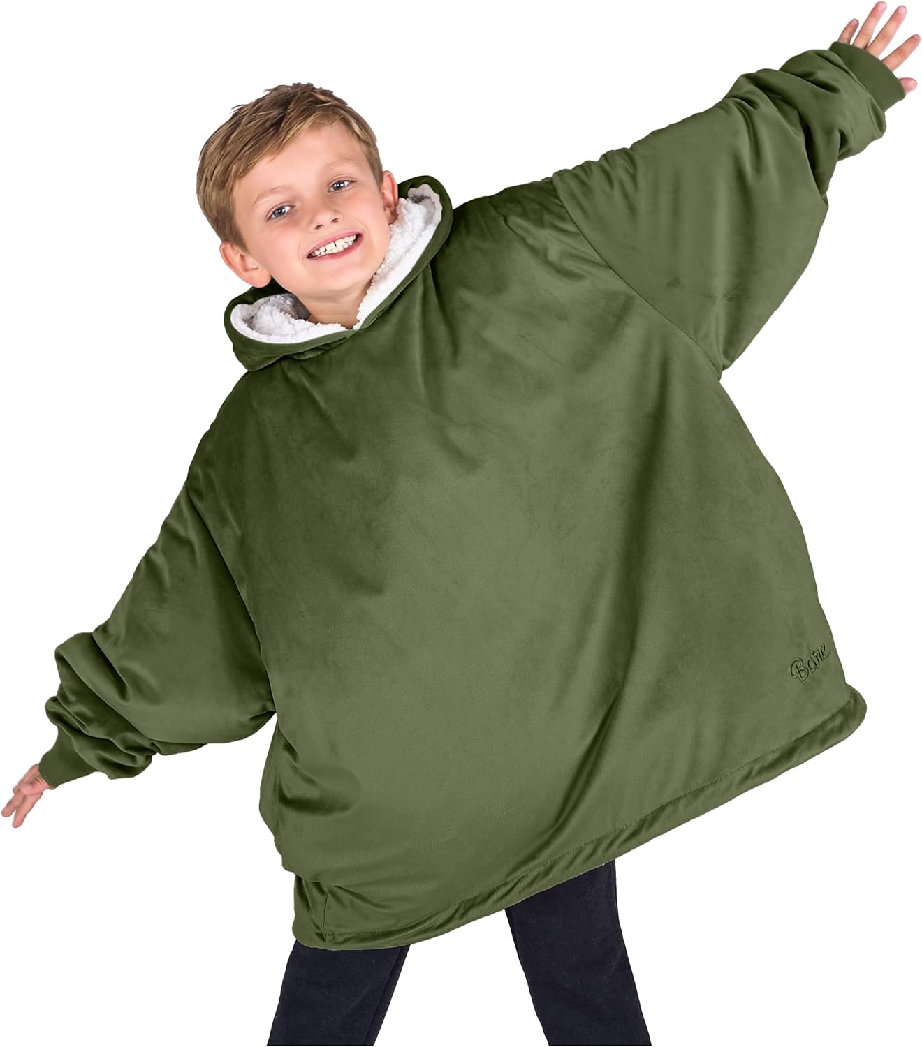 Bare Home Wearable Blanket Hoodie - Soft Plush Sherpa - Warm and Cozy - Oversized Wearable Blanket