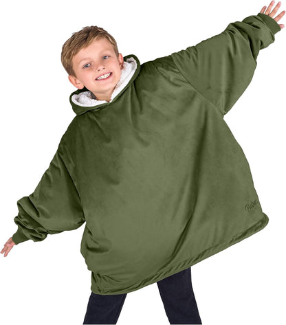 Bare Home Wearable Blanket Hoodie - Soft Plush Sherpa - Warm and Cozy - Oversized Wearable Blanket