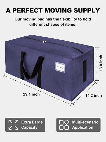 HOMESURE Supports 200lbs Heavy Duty Moving Bags - Strong Zipper & Wrap-Around Handles - Water-Resistant Storage Totes, Durable Alternative to Moving Boxes - - Semi-Transparent