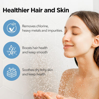 MakeFit Filtered Shower Head - High Pressure Shower Head with Filter for Hard Water Softener - 7 Settings Bathroom Rain Showerhead to Remove Chlorine and Heavy Metals (Chrome)