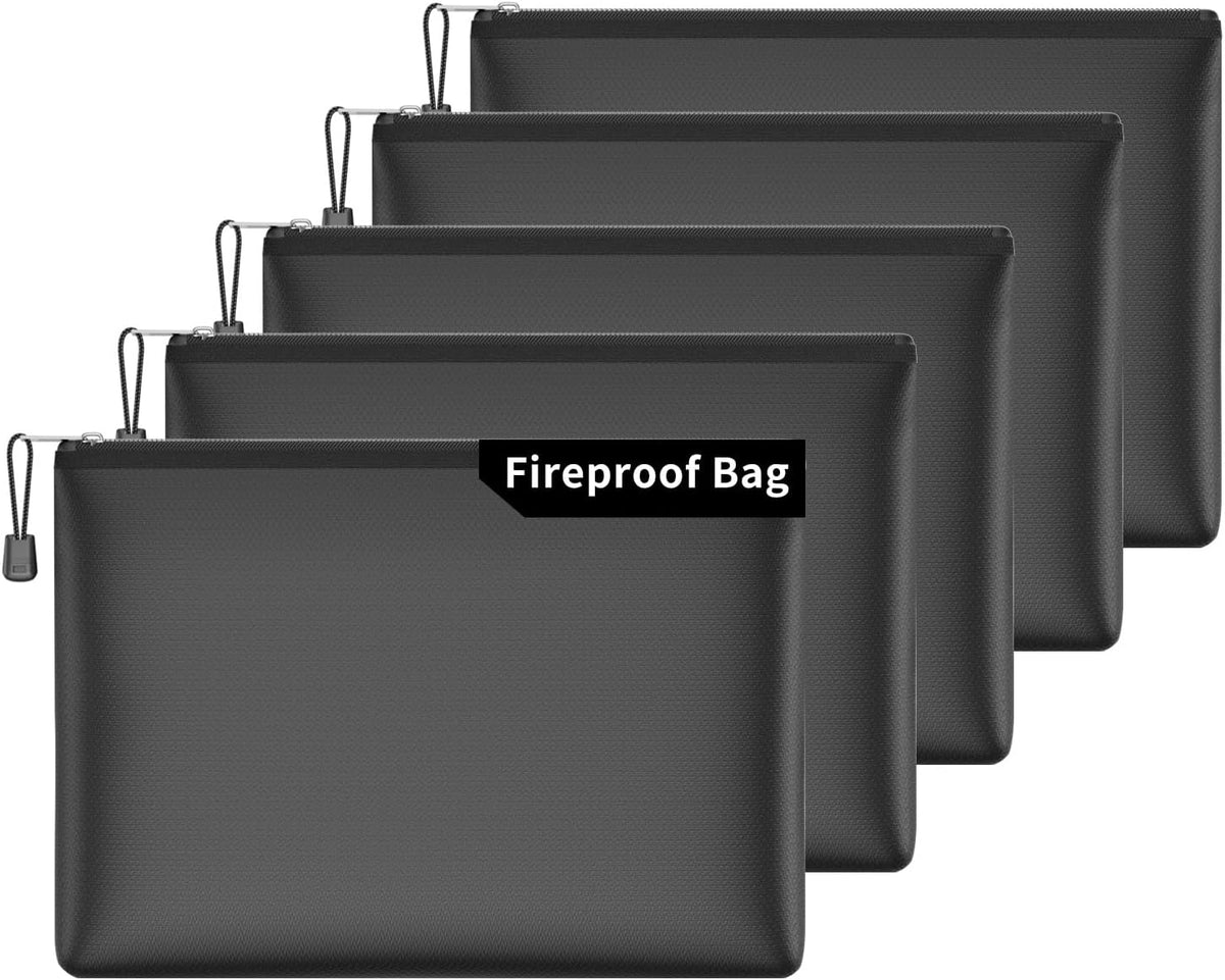 Fireproof Document Bag with Zipper,File Organizer,13.5"x10", 5 Pack