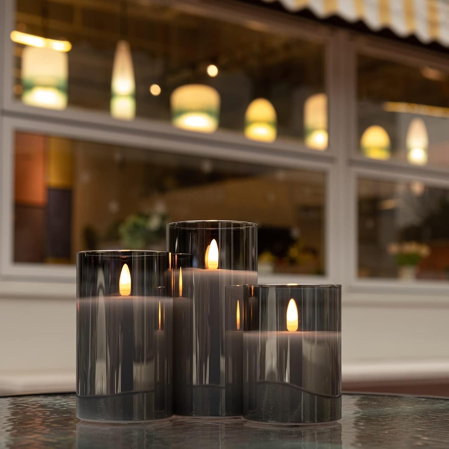 ANGELLOONG Flickering Flameless Candles, Realistic Battery Operated Candles with Remote and Timer, Set of 3 LED Candles for Fall Room Home Wedding Decor Centerpieces Table Party Christmas Decorations