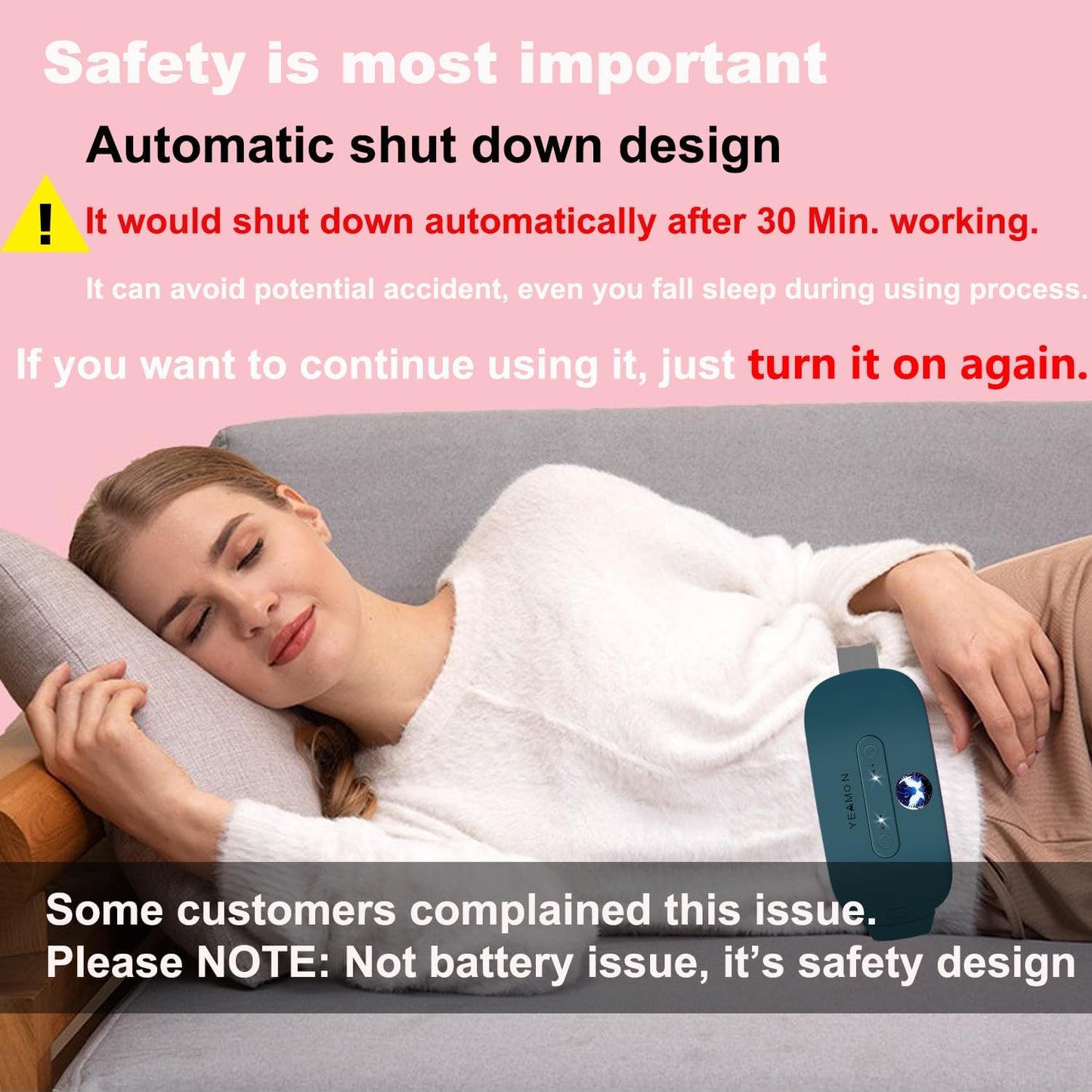 Portable Cordless Heating Pad, Electric Waist Belt Device, Fast Heating Pad with 3 Heat Levels and 3 Massage Modes, Back or Belly Heating Pad, Gift for Her, Women and Girl