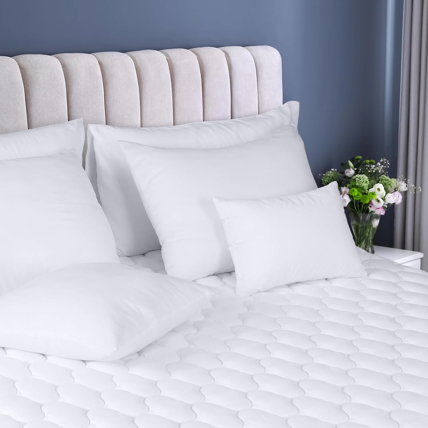Utopia Bedding Waterproof Mattress Protector, Queen Mattress Pad, Noiseless Quilted Fitted Cover with Deep Pocket Stretches up to 16 Inches (White)