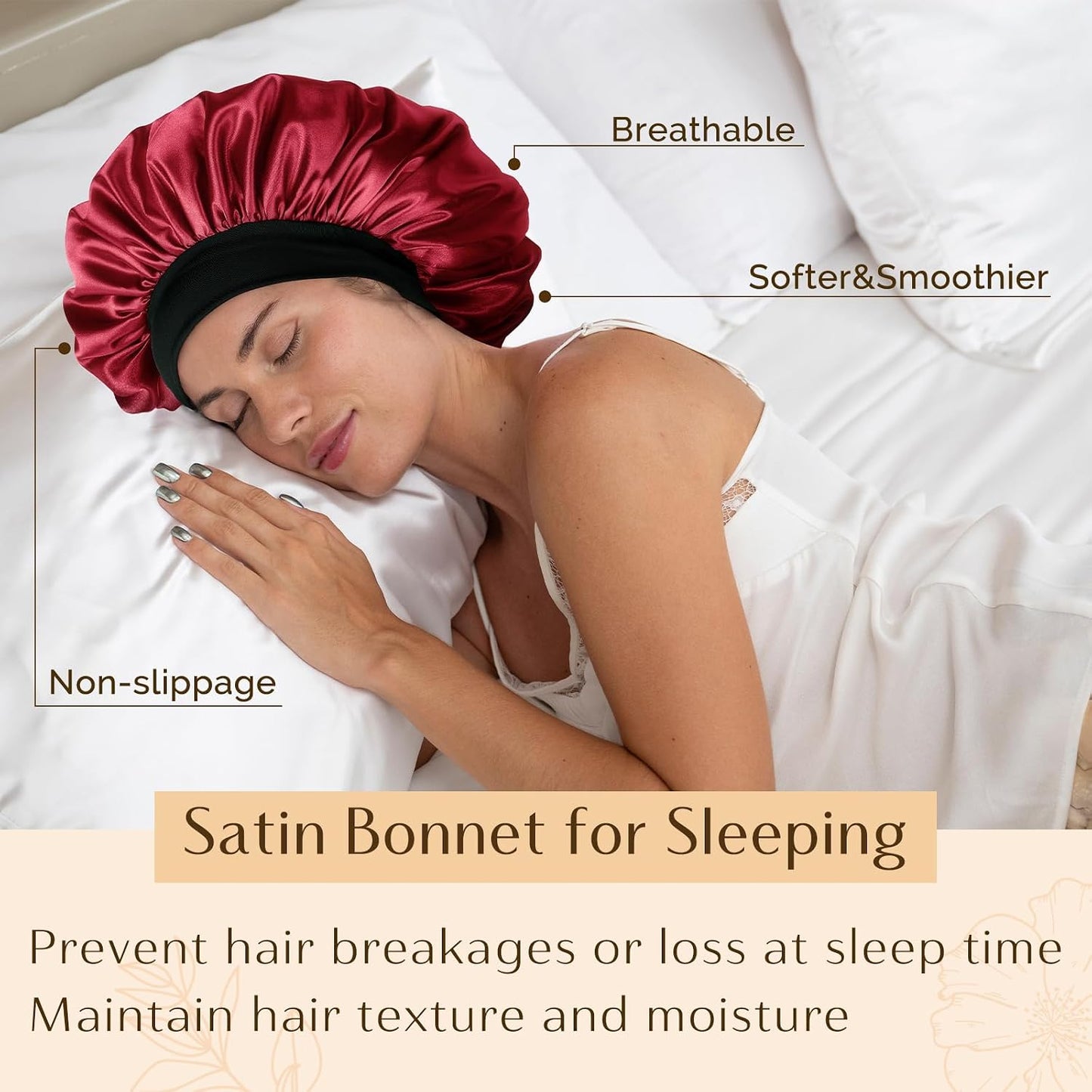 YANIBEST Silk Bonnet for Men Women Hair Bonnet for Sleeping Double Layer Satin Bonnet for Natural Curly Hair Unisex Sleep Cap
