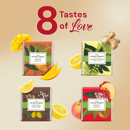 Life Plus Style Gourmet The Secret Garden Organic Tea Gift Set 80 Tea Bags 8 Flavors Green & Black Assorted Pack Sampler Tea Set Collection with Mango & Fruit Infusions Premium Birthday Gift for Women