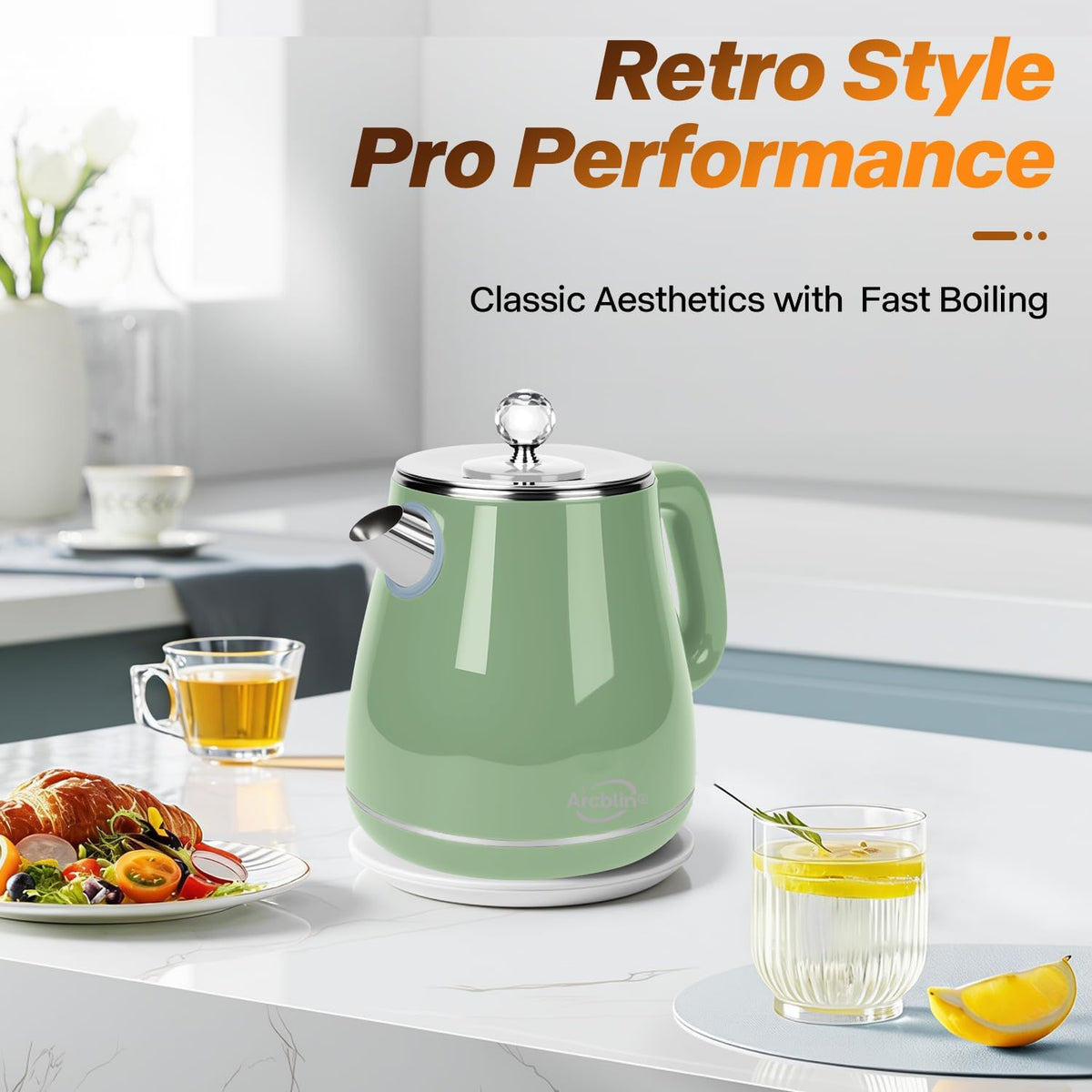 1.8L Electric Kettle, Tea Kettle with Fast Boil 1350W, Pearl White