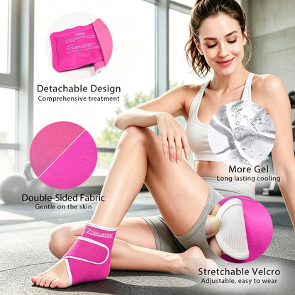 Ankle Ice Pack Wrap Reusable Gel Cold Compression for Foot Discomfort Ice Wrap for Feet Swelling and Recovery Plantar Fasciitis Achilles Tendonitis Sprained Ankles Heel Spur Pain Relief (Black)