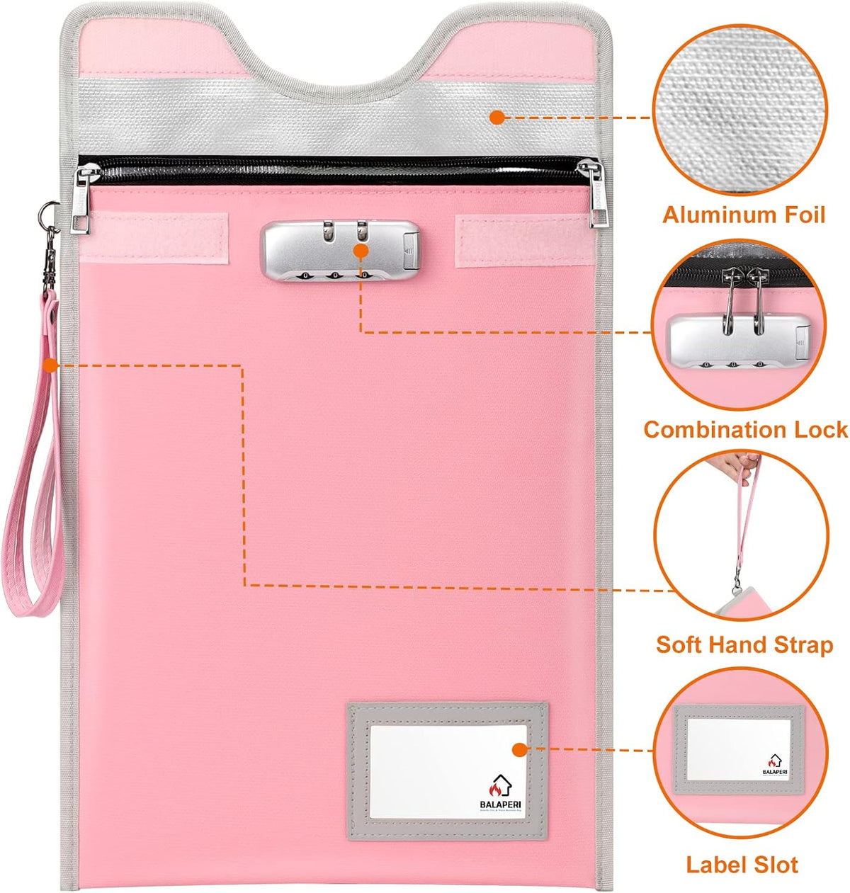 Fireproof Document Bag with Lock (5200℉), 15”x 11”Fireproof Money Bag, Waterproof Zipper Pouch for A4 A5 Legal Letter Size Document, Tablet, Valuables, Jewelry, Cash and Passport