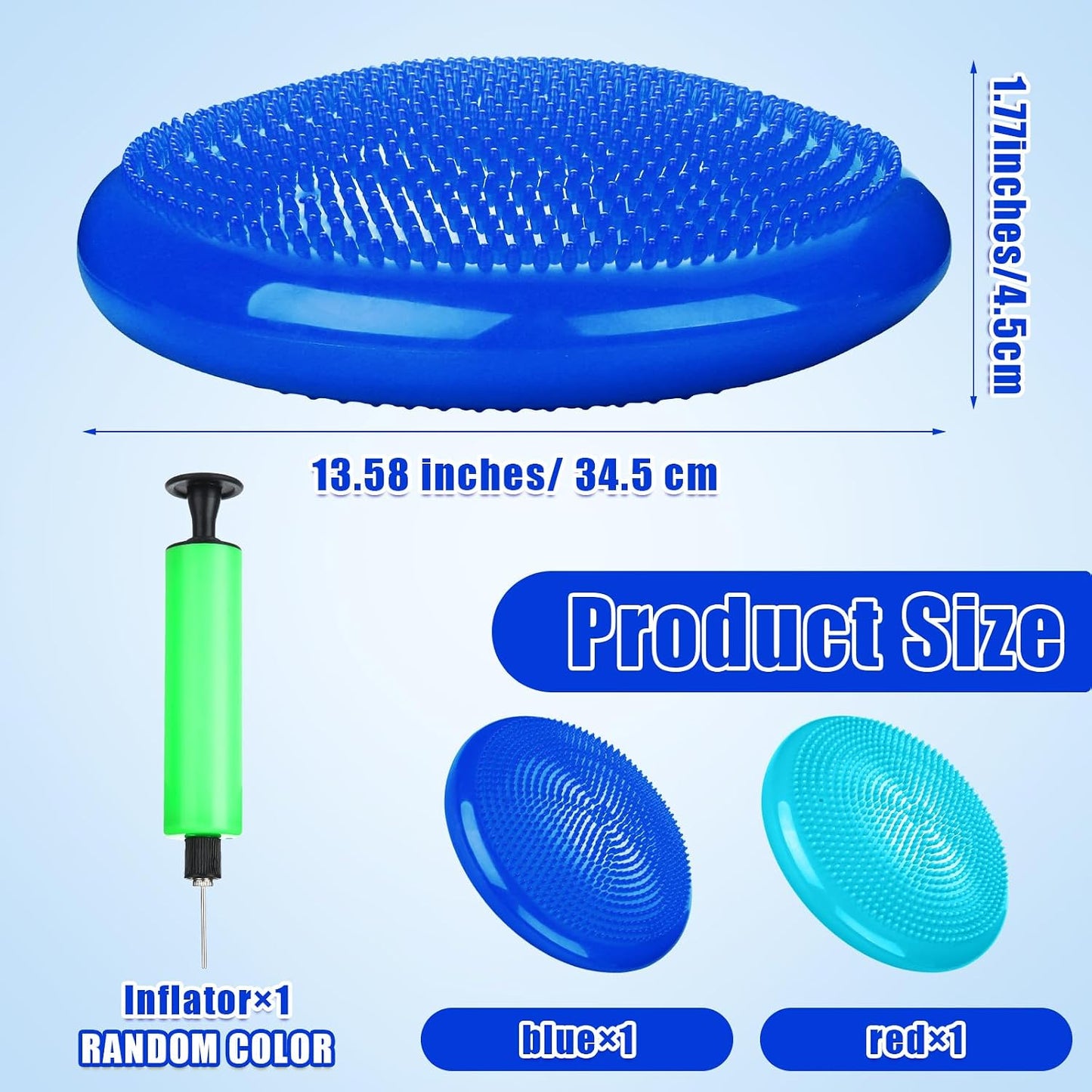 Silipull 2 Pcs Wiggle Seat Inflated Wobble Cushion Flexible Balance Disc with Air Pump for Core Stability Strengthening Improving Posture Physical Exercise