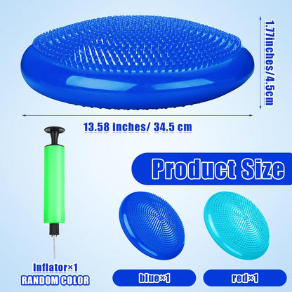 Silipull 2 Pcs Wiggle Seat Inflated Wobble Cushion Flexible Balance Disc with Air Pump for Core Stability Strengthening Improving Posture Physical Exercise