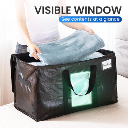 TAILI Blue Extra Large Moving Bags,Storage Bags with Visible Window