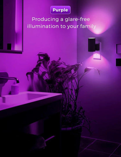 L LOHAS LED Night Light, Amber Nightlight, Dimmable Night Light, Light Sensor, Yellow Nightlight, 0-100LM, Sleep Light for Kids, Soft & Warm Light for Bedroom, Bathroom, 2 Pack