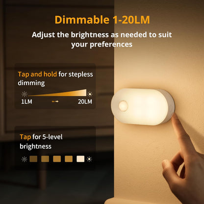 Lyridz Rechargeable Night Light with Motion Sensor, Dimmable Amber Nightlights for Bathroom, Bedroom, Kids Room, Hallway, Stairs, Pet House, 2 Pack