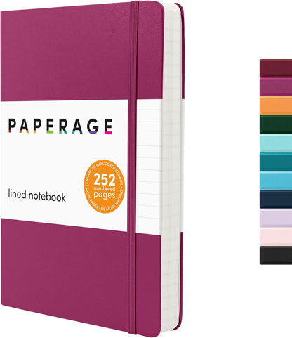 PAPERAGE Lined Journal Notebook, Hardcover Journal for Women & Men, 160 Pages, (5.6 in x 8 in), College Ruled Journaling Notebook for Work, School Supplies & Note Taking, (Black)