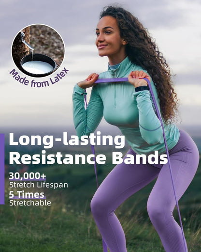 Fitense Resistance Bands Set - Pull Up Bands for Men Women, Exercise Bands Resistance with Door Anchor, Training Poster & Pouch for Body Stretching, Pull Up Assist