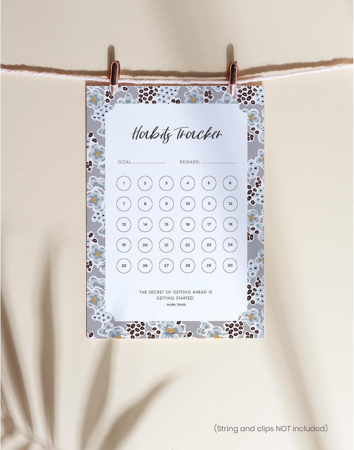 Habit Tracker Calendar - Made in USA, Designed by Local Artist, Motivational 30 day monthly challenge - Tool and gift for Productivity, Self-growth (Habit Tracker-Florals, U-Stand)