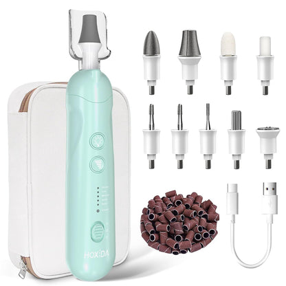 Hoxida Manicure Pedicure Kit, Professional Nail Grinder for Senior Thick Toenail, Cordless Electric Nail File, 5 Speeds Pedicure Tools for feet Callus Remover, Nail Drill for Women Hand Feet Care