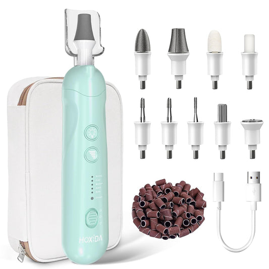 Hoxida Manicure Pedicure Kit, Professional Nail Grinder for Senior Thick Toenail, Cordless Electric Nail File, 5 Speeds Pedicure Tools for feet Callus Remover, Nail Drill for Women Hand Feet Care