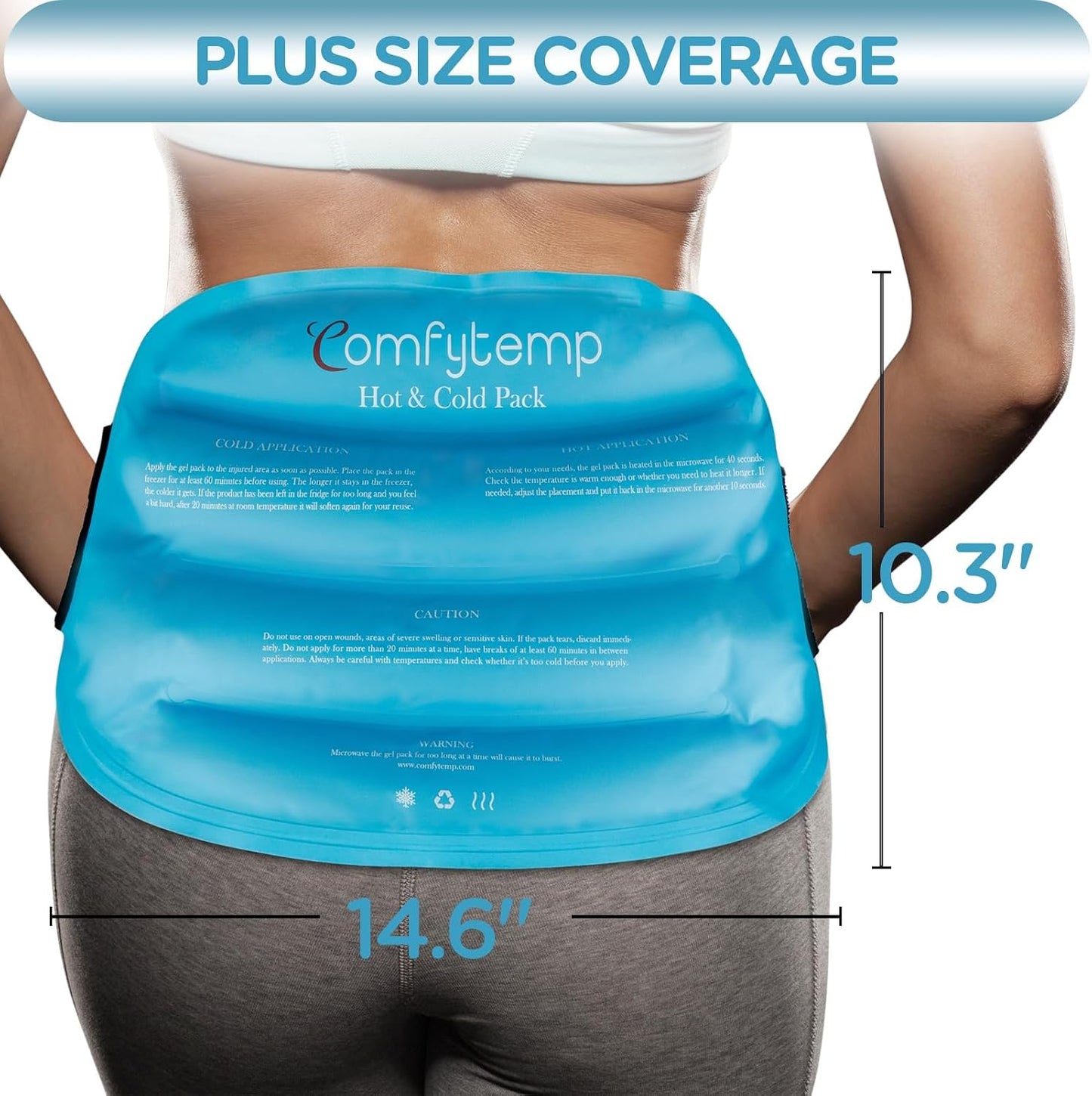 Comfytemp Large Ice Pack for Injuries Reusable Gel Ice Pack for Lower Back Pain Relief, Sciatica, Hot Cold Wrap Compress Recovery Item for Surgery, Swelling, Lumbar, Shoulder, Knee, Hip, for Men Women