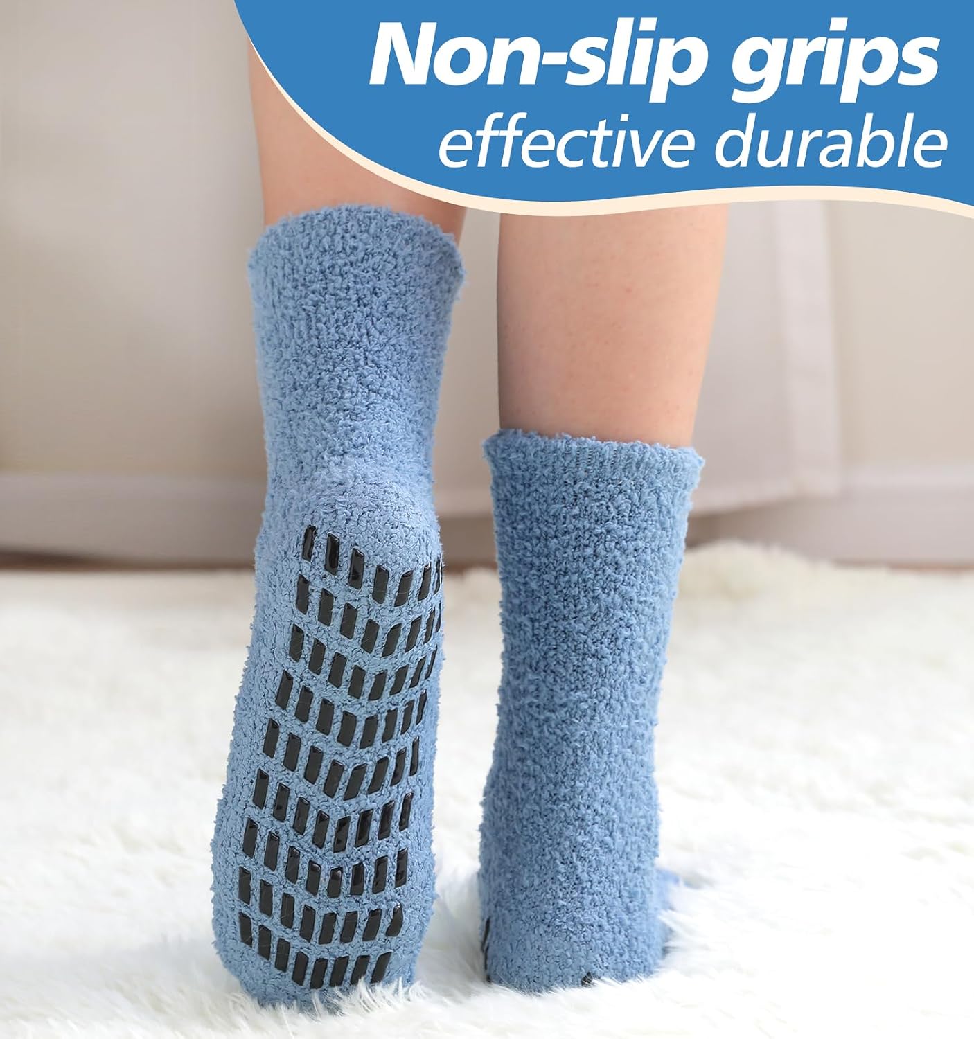 Slipper Socks for Women Men Grip Hospital Socks with Grips Fuzzy Non Slip Warm Womens Gifts