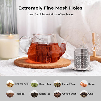 Reinmoson Large Tea Infuser for Loose Tea & Spice Infuser for Cooking, Extra Fine Mesh Tea Strainers, 304 Stainless Steel Loose Leaf Tea Steeper for Black Tea, Rooibos, etc