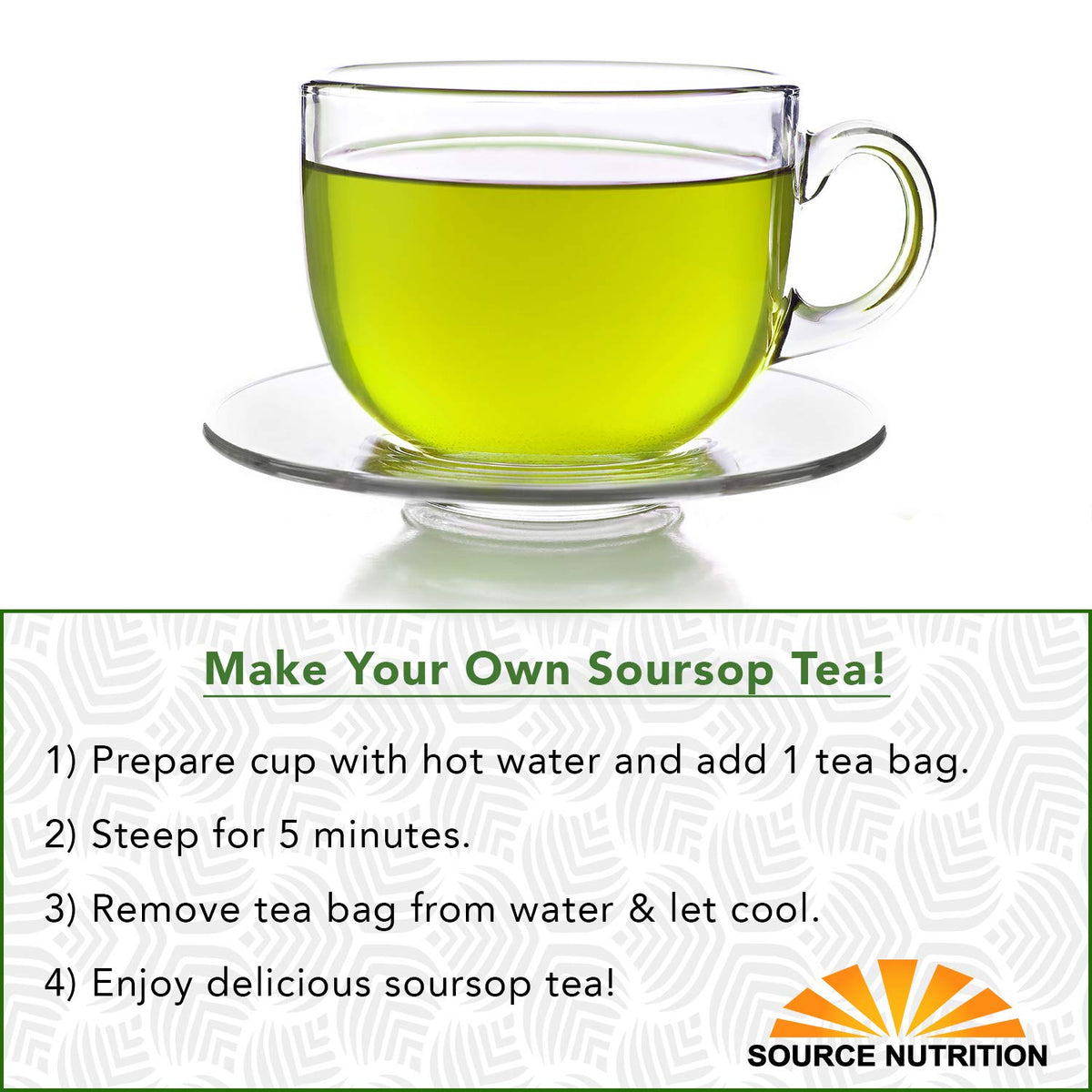 Soursop Leaf Herbal Tea Bags, 30 Count – All-Natural Dried Annona Muricata Leaves, Caffeine-Free Herbal Tea